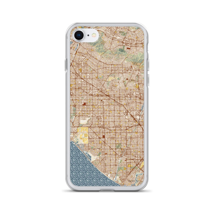 Custom iPhone SE Garden Grove California Map Phone Case in Woodblock