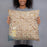 Person holding 18x18 Custom Garden Grove California Map Throw Pillow in Woodblock