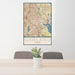 24x36 Garland Texas Map Print Portrait Orientation in Woodblock Style Behind 2 Chairs Table and Potted Plant