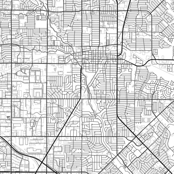 Garland Texas Map Print in Classic Style Zoomed In Close Up Showing Details