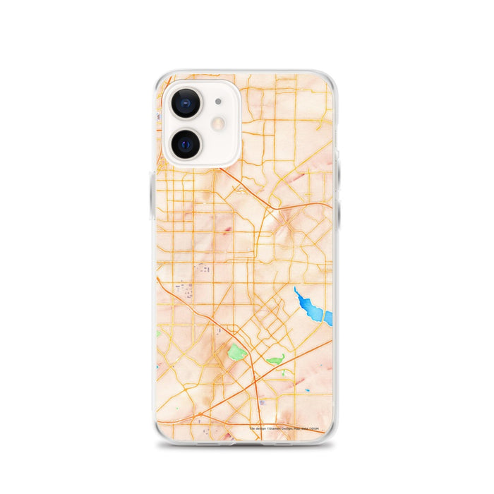 Custom Garland Texas Map iPhone 12 Phone Case in Watercolor