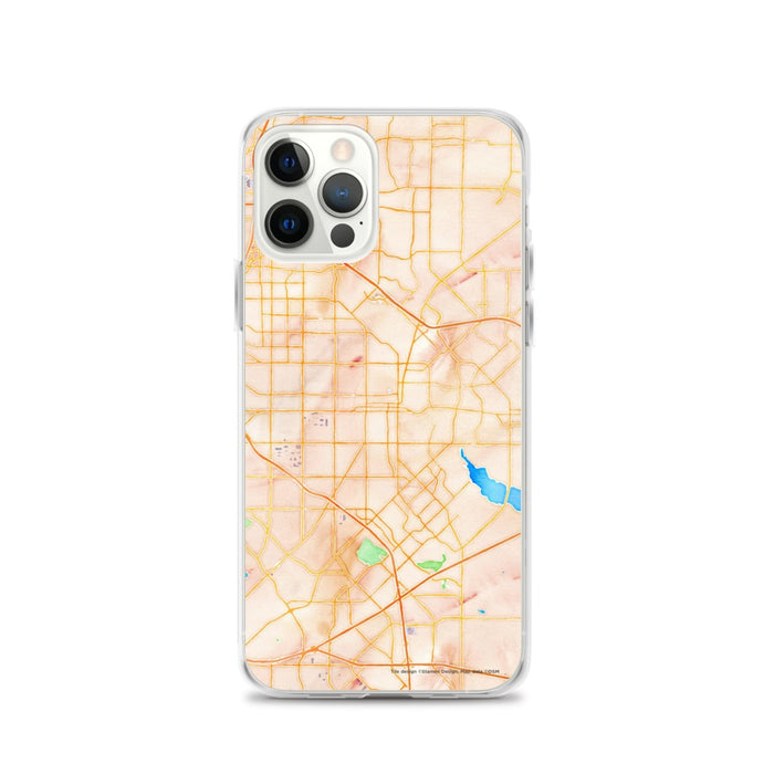 Custom Garland Texas Map iPhone 12 Pro Phone Case in Watercolor