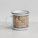 Left View Custom Garland Texas Map Enamel Mug in Woodblock