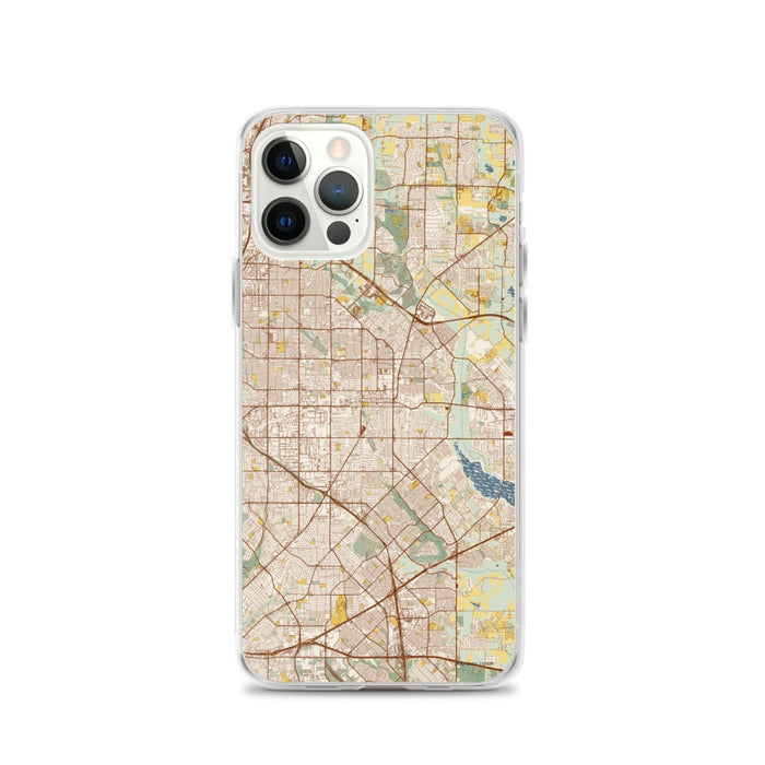 Custom Garland Texas Map iPhone 12 Pro Phone Case in Woodblock
