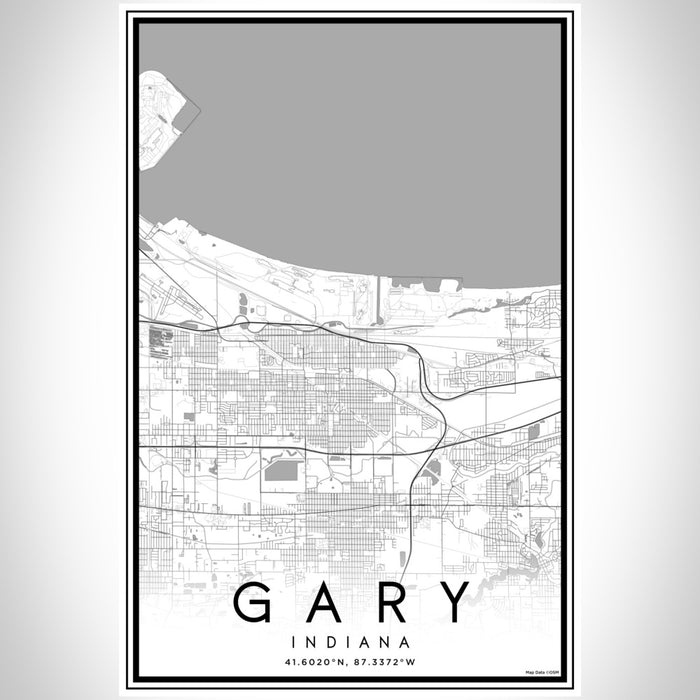 Gary Indiana Map Print Portrait Orientation in Classic Style With Shaded Background