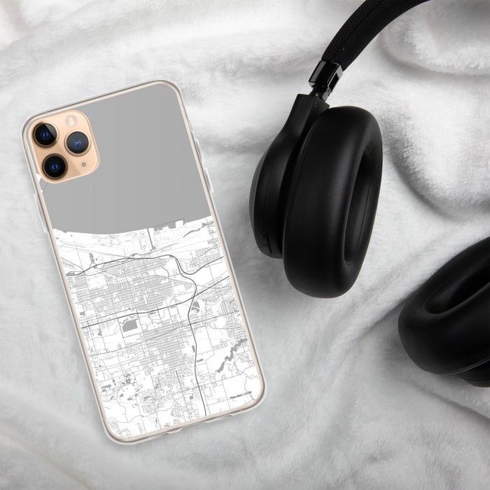 Custom Gary Indiana Map Phone Case in Classic on Table with Black Headphones