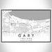Gary Indiana Map Print Landscape Orientation in Classic Style With Shaded Background