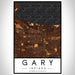 Gary Indiana Map Print Portrait Orientation in Ember Style With Shaded Background