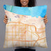 Person holding 22x22 Custom Gary Indiana Map Throw Pillow in Watercolor