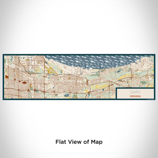 Flat View of Map Custom Gary Indiana Map Enamel Mug in Woodblock