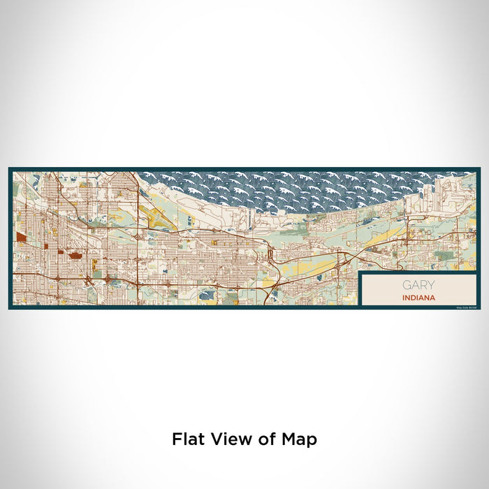 Flat View of Map Custom Gary Indiana Map Enamel Mug in Woodblock