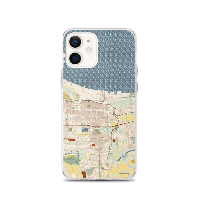 Custom Gary Indiana Map iPhone 12 Phone Case in Woodblock