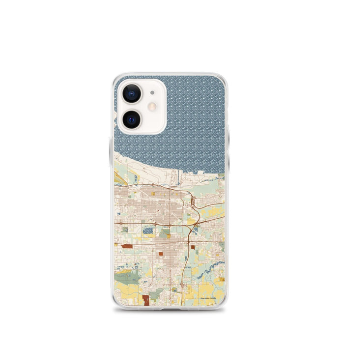 Custom Gary Indiana Map iPhone 12 mini Phone Case in Woodblock