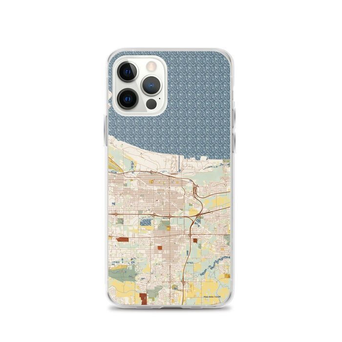 Custom Gary Indiana Map iPhone 12 Pro Phone Case in Woodblock