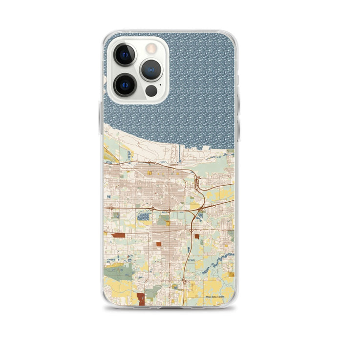 Custom Gary Indiana Map iPhone 12 Pro Max Phone Case in Woodblock