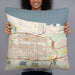 Person holding 22x22 Custom Gary Indiana Map Throw Pillow in Woodblock