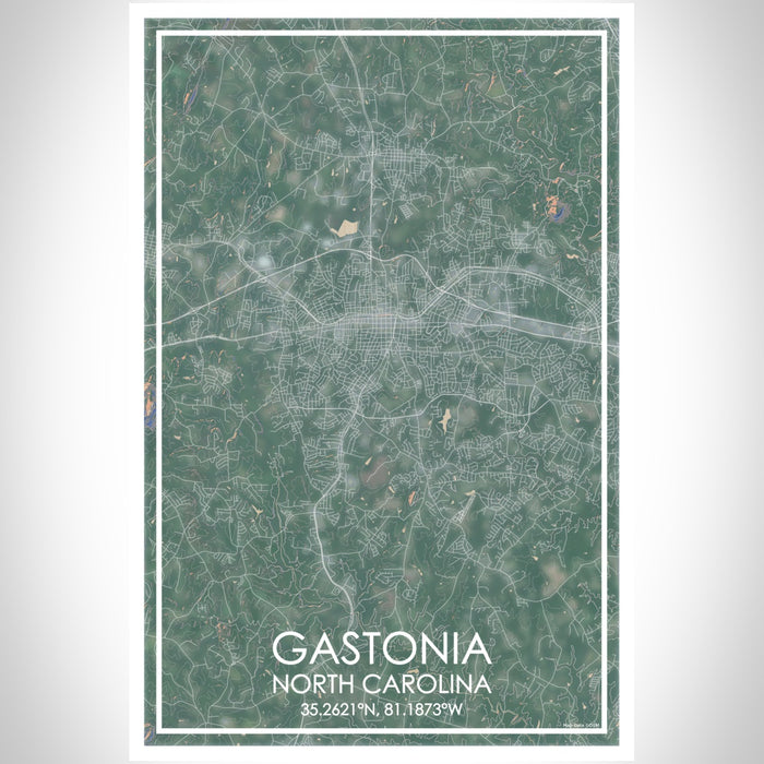 Gastonia North Carolina Map Print Portrait Orientation in Afternoon Style With Shaded Background