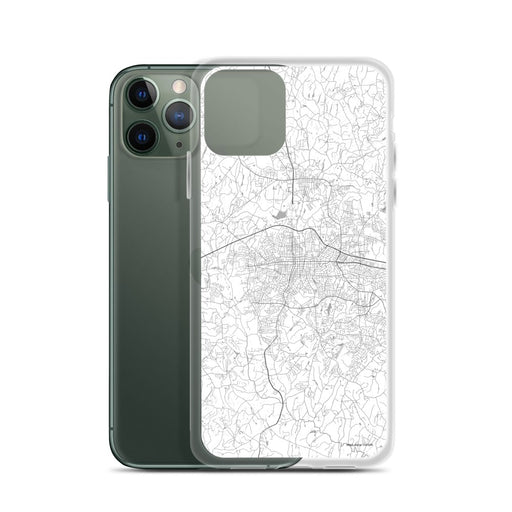 Custom Gastonia North Carolina Map Phone Case in Classic on Table with Laptop and Plant