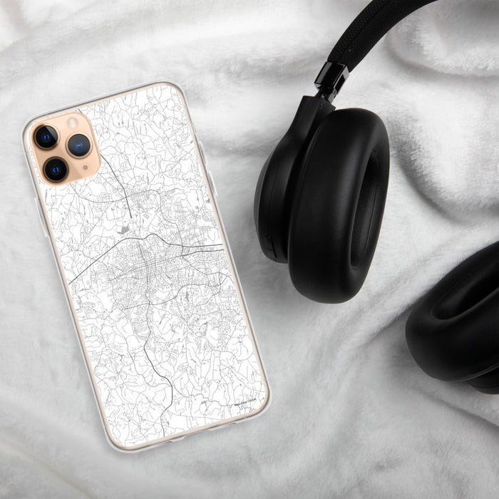 Custom Gastonia North Carolina Map Phone Case in Classic on Table with Black Headphones