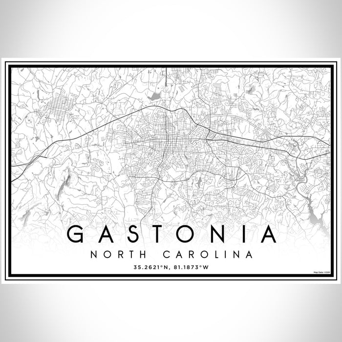Gastonia North Carolina Map Print Landscape Orientation in Classic Style With Shaded Background