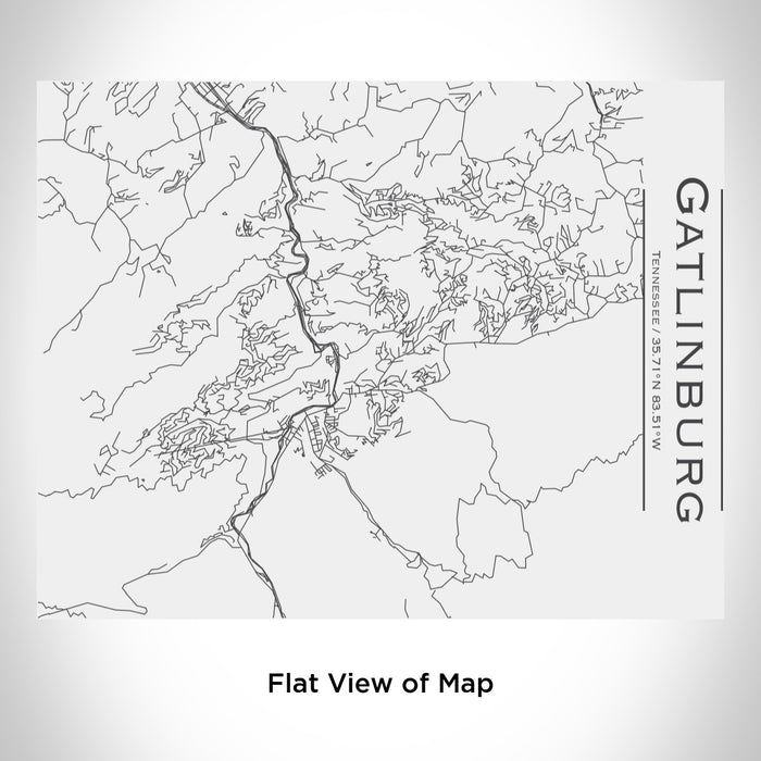 Rendered View of Gatlinburg Tennessee Map Engraving on 20oz Stainless Steel Insulated Bottle with Bamboo Top in White