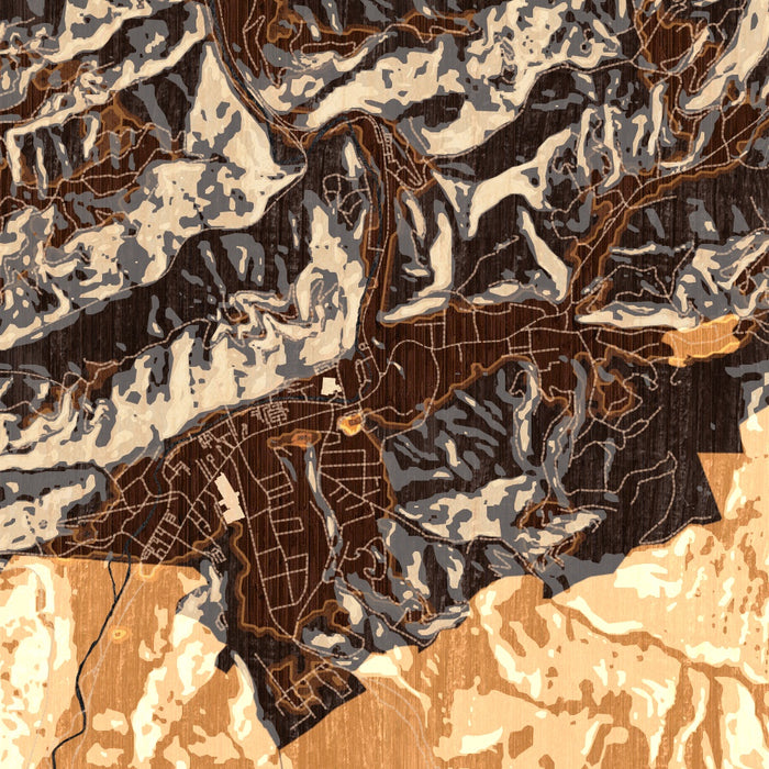 Gatlinburg Tennessee Map Print in Ember Style Zoomed In Close Up Showing Details