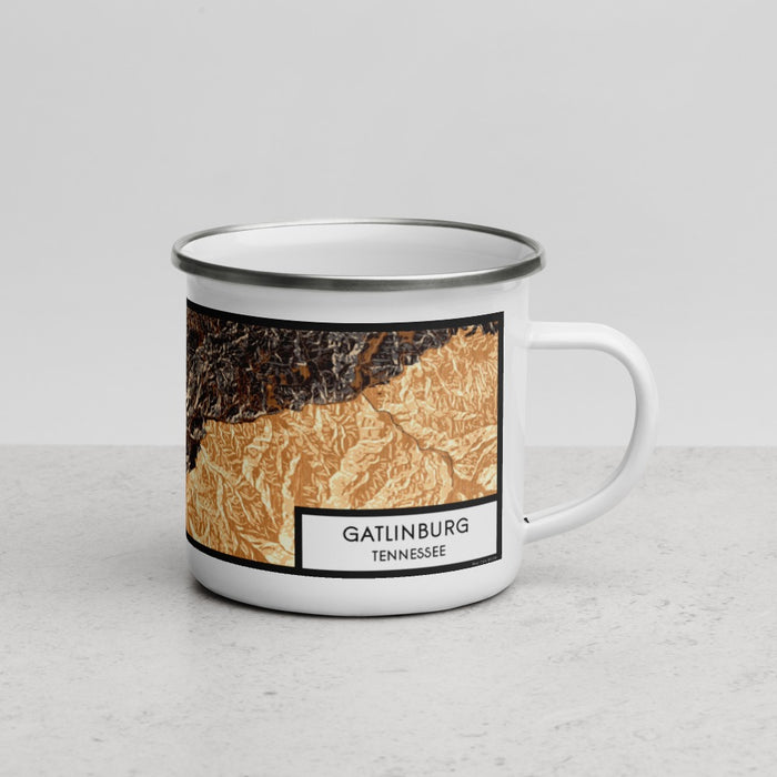 Right View Custom Gatlinburg Tennessee Map Enamel Mug in Ember