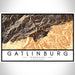 Gatlinburg Tennessee Map Print Landscape Orientation in Ember Style With Shaded Background