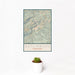 12x18 Gatlinburg Tennessee Map Print Portrait Orientation in Woodblock Style With Small Cactus Plant in White Planter