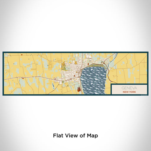 Flat View of Map Custom Geneva New York Map Enamel Mug in Woodblock