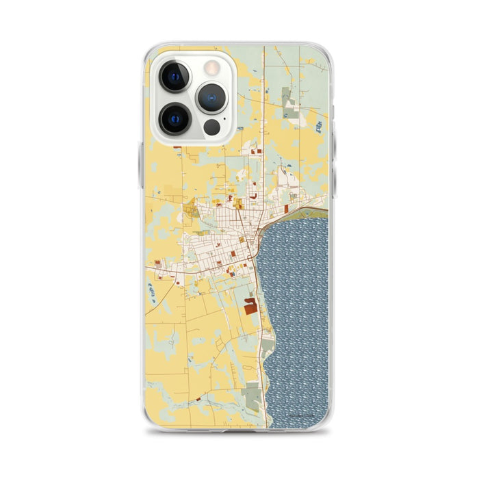 Custom Geneva New York Map iPhone 12 Pro Max Phone Case in Woodblock