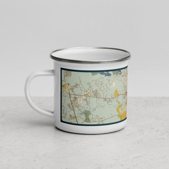 Left View Custom Georgetown Texas Map Enamel Mug in Woodblock