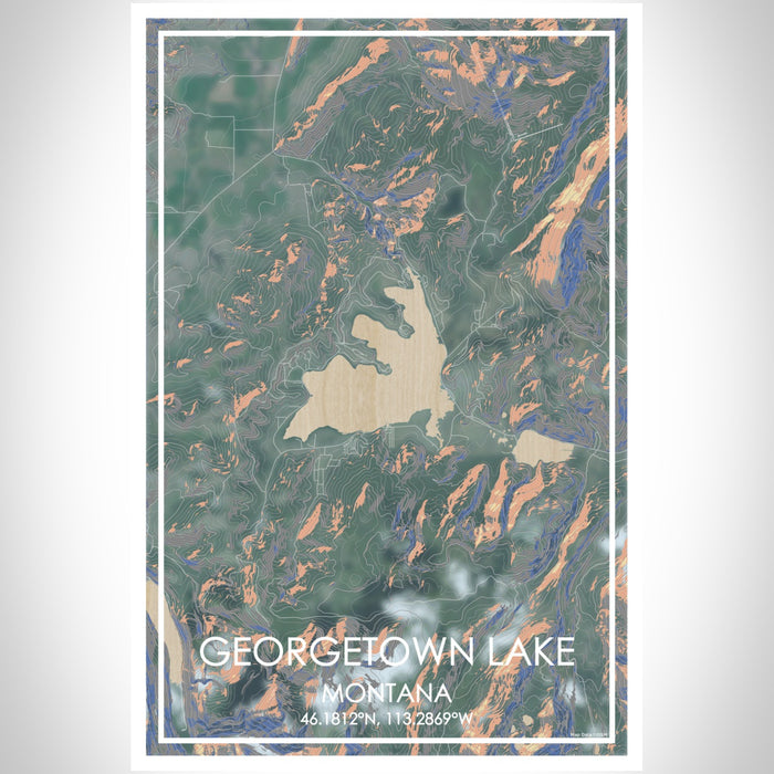 Georgetown Lake Montana Map Print Portrait Orientation in Afternoon Style With Shaded Background