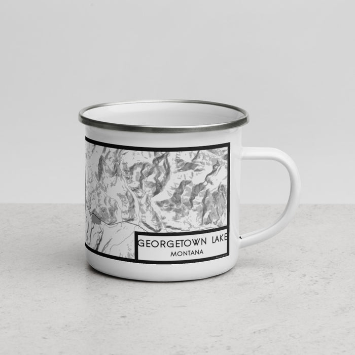 Right View Custom Georgetown Lake Montana Map Enamel Mug in Classic