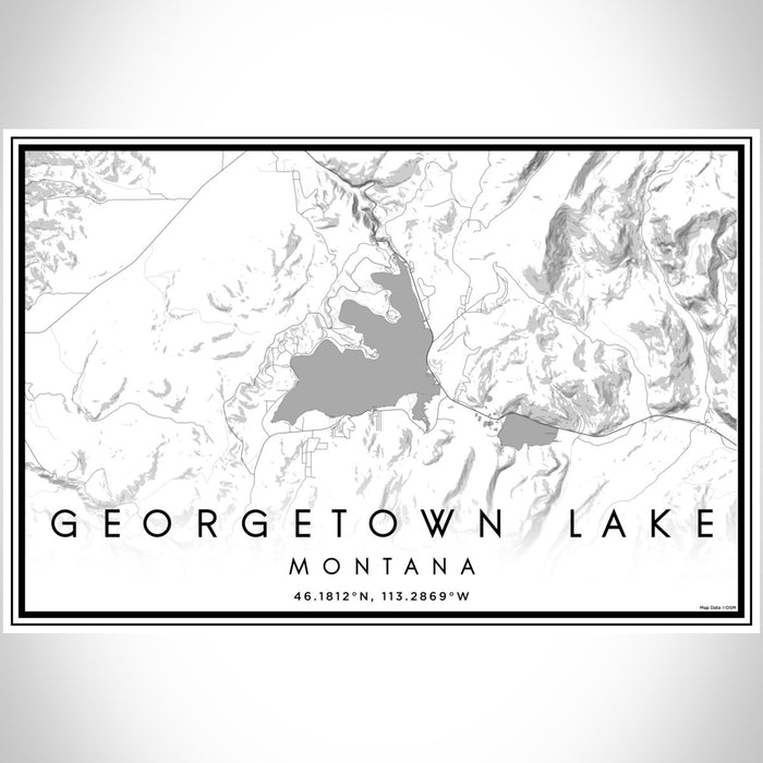 Georgetown Lake Montana Map Print Landscape Orientation in Classic Style With Shaded Background