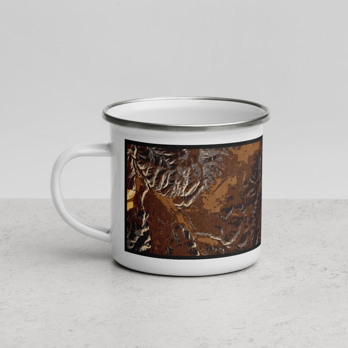 Left View Custom Georgetown Lake Montana Map Enamel Mug in Ember