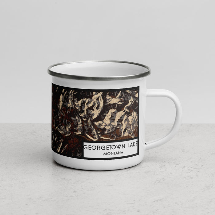 Right View Custom Georgetown Lake Montana Map Enamel Mug in Ember