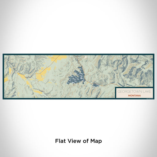 Flat View of Map Custom Georgetown Lake Montana Map Enamel Mug in Woodblock