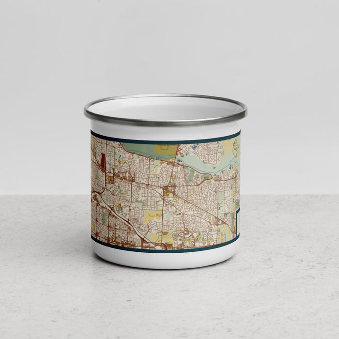 Front View Custom Germantown Tennessee Map Enamel Mug in Woodblock