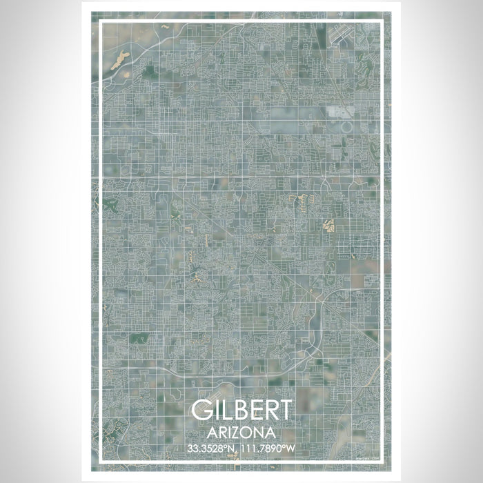 Gilbert Arizona Map Print Portrait Orientation in Afternoon Style With Shaded Background