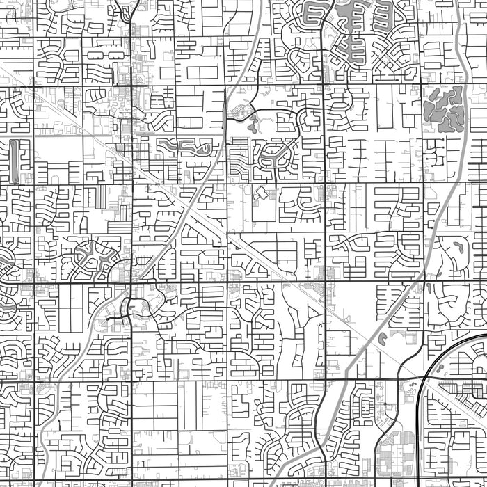 Gilbert Arizona Map Print in Classic Style Zoomed In Close Up Showing Details