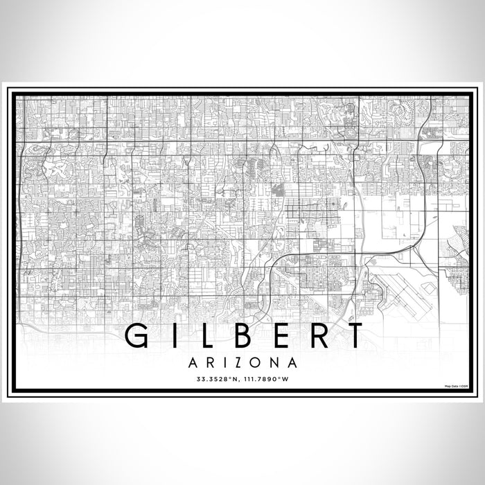 Gilbert Arizona Map Print Landscape Orientation in Classic Style With Shaded Background