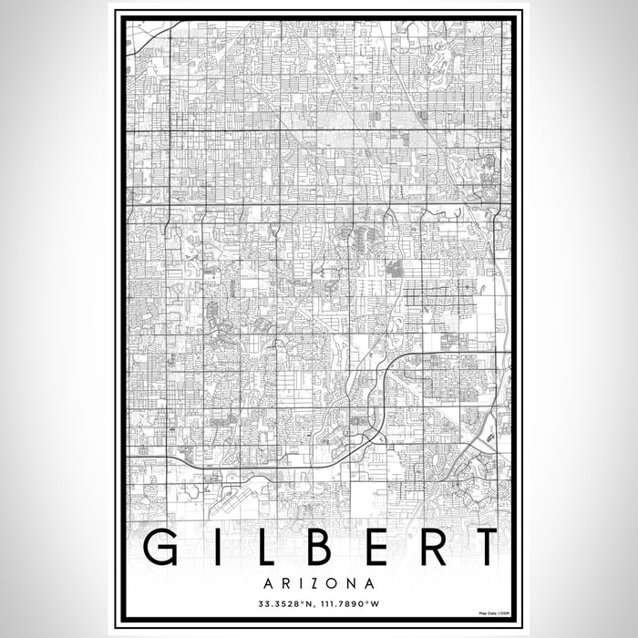 Gilbert Arizona Map Print Portrait Orientation in Classic Style With Shaded Background