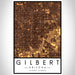 Gilbert Arizona Map Print Portrait Orientation in Ember Style With Shaded Background