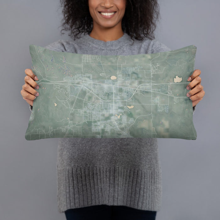 Person holding 20x12 Custom Gillette Wyoming Map Throw Pillow in Afternoon