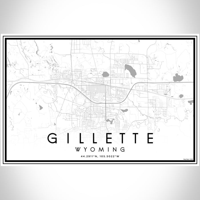 Gillette Wyoming Map Print Landscape Orientation in Classic Style With Shaded Background