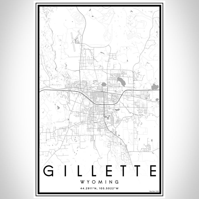 Gillette Wyoming Map Print Portrait Orientation in Classic Style With Shaded Background