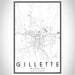 Gillette Wyoming Map Print Portrait Orientation in Classic Style With Shaded Background