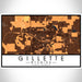 Gillette Wyoming Map Print Landscape Orientation in Ember Style With Shaded Background