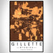 Gillette Wyoming Map Print Portrait Orientation in Ember Style With Shaded Background
